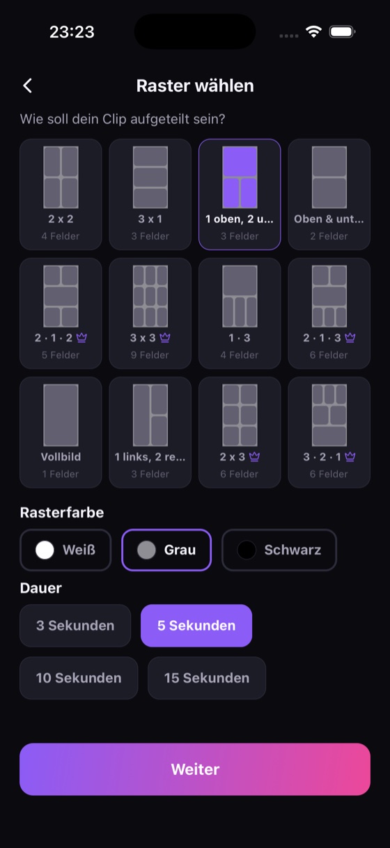 Raster wählen
